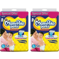 MamyPoko Standard Baby Diaper Pants Size Large (Pack of 2) Pant Diapers - L (108 Pieces)