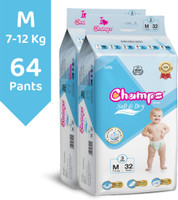 Champs Soft & Dry Pant Style Baby Diapers | Long-lasting Leakage Protection | Pack of 2 Pant Diapers - M