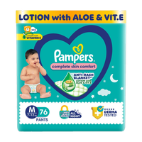 Pampers Complete Skin Comfort with VitaminE & Aloe Vera Lotion Pant Diapers - M (76 Pieces)