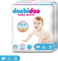 Doobidoo BabyPants Medium Size Rash Free Soft Diapers Anti-Leak Highly Absorbent 7-12Kg Pant Diapers - M (32 Pieces)