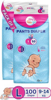 KiddySoft Baby Diaper Pant Style| 5 Layer All Night Leakage Protection & Quick Absorbency Pant Diapers - L (100 Pieces)