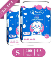 noliqs Easy Dry Feel Baby Diaper Pants with 10 hrs absorption | Small Pant Diapers - S (100 Pieces)