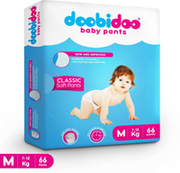 Doobidoo Newly Improved Classic Soft Diaper Anti-Leak Highly Absorbent Baby Pant 7-12Kg Pant Diapers - M (66 Pieces)