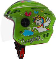 Steelbird SBA-6 Unicorn ISI Certified Open Face Graphic Helmet for Women and Kids Motorbike Helmet