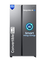 Samsung 653 L Frost Free Side by Side 3 Star Refrigerator with AI and WiFi, Convertible 5-in-1, Digital Inverter (Refined Inox, RS76CG8003S9HL)