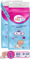 KiddySoft Baby Diaper Pant Style| 5 Layer All Night Leakage Protection & Quick Absorbency Pant Diapers - L (60 Pieces)