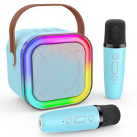 YGM Acoustic Foams Acoustic Foams-Portable Karaoke LED with 2 Mic,5-6 Hrs Playtime & Voice Changing 5 W Bluetooth Party Speaker (Light Blue, Stereo Channel)