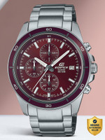 CASIO EFR-526D-5CVUDF Edifice Red Dial Silver Stainless Steel Band Analog Watch  - For Men