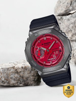 CASIO GM-2100B-4ADR G-SHOCK Grey Ip Red Dial Resin Strap Analog-Digital Watch  - For Men