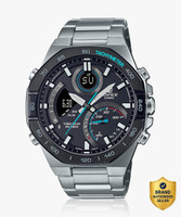 CASIO ECB-950DB-1ADF Edifice Black Dial Silver Stainless Steel Band Analog-Digital Watch  - For Men