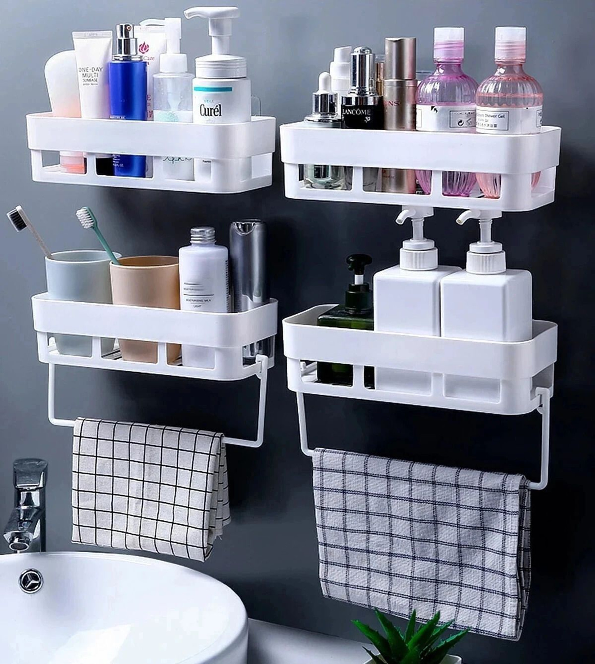 WORA \ Plastic Wall Shelf (Number of Shelves - 4, White)
