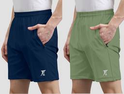 INDICLUB Solid Men Blue, Light Green Casual Shorts