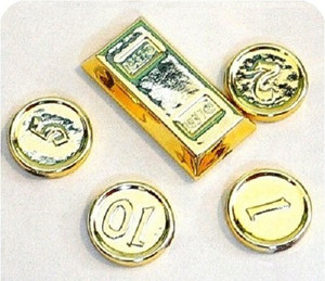 LEGO Gold Chrome Treasure X4 Gold Coins X1 Ingot - Gold Chrome Treasure ...