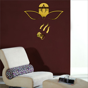 DAKSHITA 60 cm 3D Acrylic 3D Mirror Shiv netra with trishul golden ...