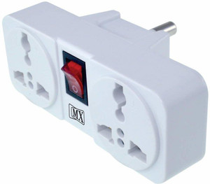 MaxMagic 3 Pin 2 Way Universal Socket with LED Switch - Pack of 2 ...