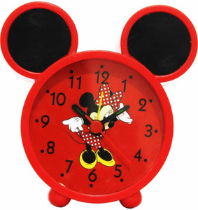 FStyler Analog Mickey Mouse Red Color Alarm Clock for Study Table Clock ...