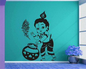 Bal Krishna Sticker Smart Wall Guru 58.85 cm Bal Krishna decal Self Adhesive Sticker Price ...
