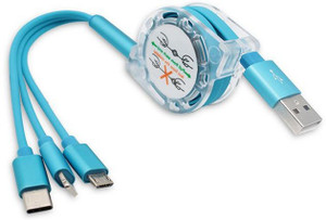 blue seed USB Type C Cable 2 A 1.5 m BBD Multi Cable,3-in-1 Retractable ...