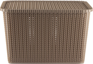 POLYSET Plastic Polyset Storage Basket Marvel 60 With Lid-Sandy Brown ...