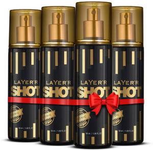 LAYER'R Shot Gold Perfume Deodorant Spray , Iconic, 50ml X 4 ( Pack of ...