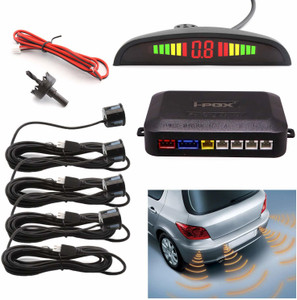 DALLUX LED Display Parking Sensor,Car Reverse Backup Radar System Led Display Buzzer Alert 4 Black Color Parking Sensors For Universal Auto Vehicle