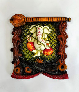 Harathi Wall Hanging Lord Ganesh On Leaf Idol For Home Decor Decorative ...