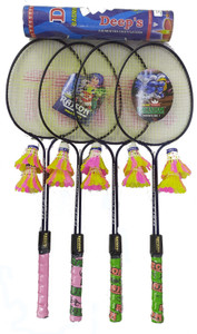 rajson Fish Racket 4 Piece & Deep's Feather Shuttlecock 10 Piece Combo ...