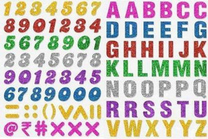 Craft Haveli Numbers And Alphabet Designed Glitter Stickers Used For ...
