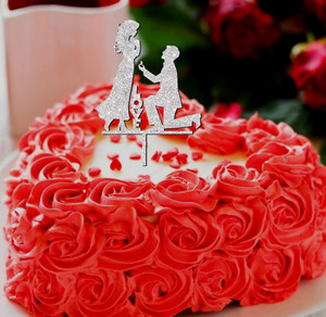 SUDARSHAN STICKER Proposal Glitter Cake Topper for Valentines Day ...
