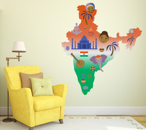 WALLSTICK 91.44 cm INDIA MAP STICKER Self Adhesive Sticker Price in ...