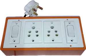 bitsweb computers 2 Sockets with 2 Switch (2 Meter Wire, White) 2 ...