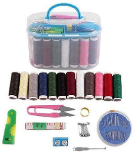 avnish Double Layer Portable Travel Sewing Kits Box with Needle Threads ...