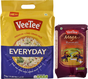 Veetta Rice Gram VeeTee Combo Pack Of Everyday Premium Long Grain Rice (5 Kg) and Mega ...