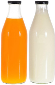 JAJOD Glass Water Bottles For Water Milk Juice 1 Litre 2000 ml Bottle ...