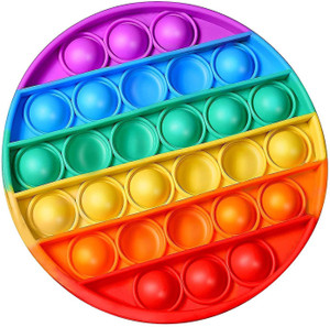 ELITEHOME Round Shape Pop It, Rainbow Fidget Toy, Soft Silicone Push ...