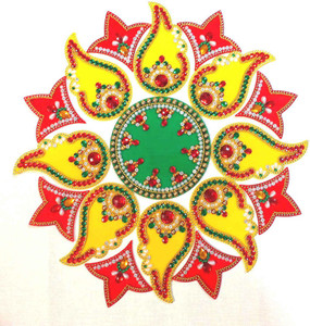 Anbay Opaque Yellow ,Transparent Green Center and Red Leaves BIG Flower ...