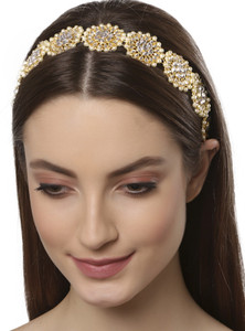 Karatcart Kundan Studded Hairband For Women - Handcrafted Metal Hair Band, Gold Plated, Traditional Embellished