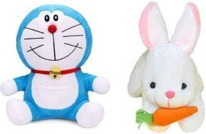 Touchy COMBO OF DOREMON AN RABBIT - 25 cm (Blue, White) - 25 cm - COMBO ...