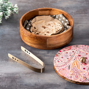 nestroots Casserole Wooden hot Box Set for Kitchen | chapati Box Serve ...