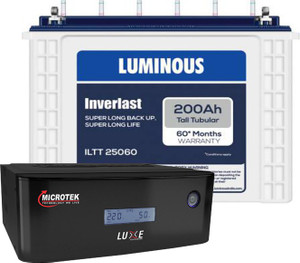 LUMINOUS ILTT25060 + MICROTEK LUXE 1000 Tubular Inverter Battery Price ...