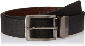 KAEZRI Reversible Genuine Leather Belt For Men - Black/Brown, Slide Buckle, Formal & Casual