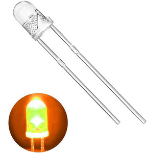 Wizzo (100 Pieces) Transparent (ORANGE) Super Bright LED 5mm, 3V DC 2 ...