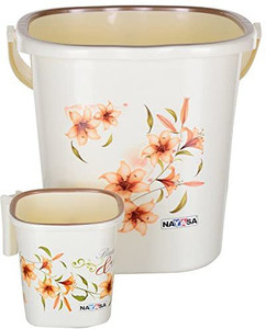 NAYASA DLX Square 2 Pcs Bathroom Set(Bucket 18L+Mug 1.5L) Off-White 30 ...