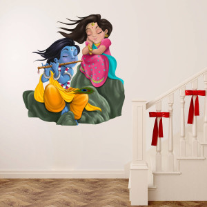 Bal Krishna Sticker Decor sticker 46 cm Bal Radha Krishna Wall Sticker Size - ( 46*50 ) cm ...