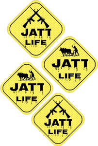 HindK 12.7 cm JATT LIFE STICKER PACK OF 4 WATER-PROOF MULTIPLE PURPOSE ...