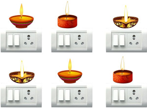 Décor Sticker 20 cm Diwali Deepak Set Switch Boards Sticker Self ...