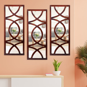 Timberly Wooden Wall Art in Brown- Set of 3 Panel Pack of 3 Price in ...