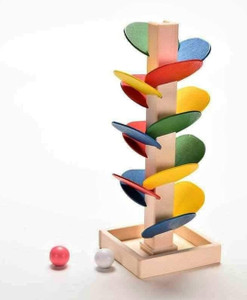 Prime Choice Toys Wooden Tree Leaves Race Track for Kids, Marble Run ...