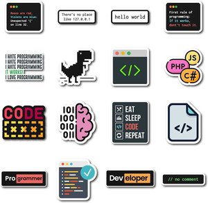 Aapki Marzi 6.35 cm Coding/Programming Sticker Decals - Pack of 16 Self ...
