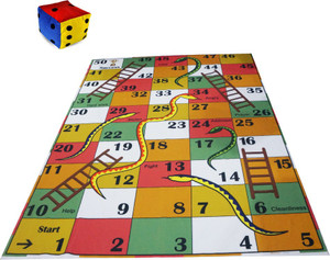 URBANE CHIC Snake & Ladder Kids Jumbo Play Mat (6 x 4 FT ) with Dice ...